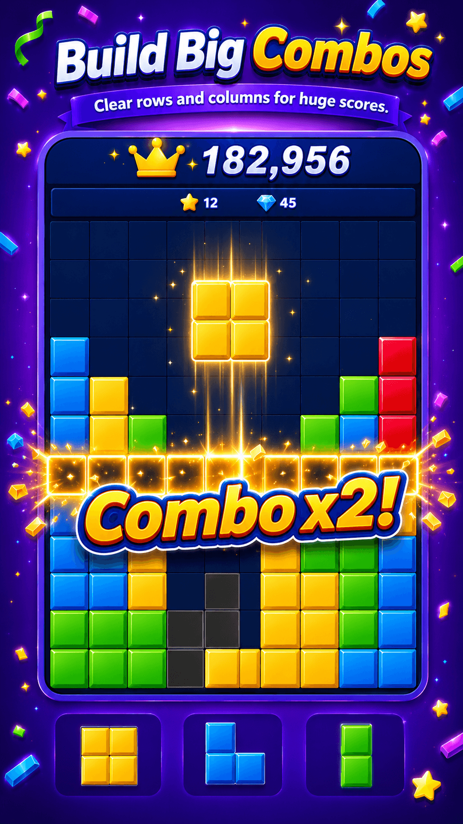 Block Puzzle Offline Jewel build big combos to earn more points